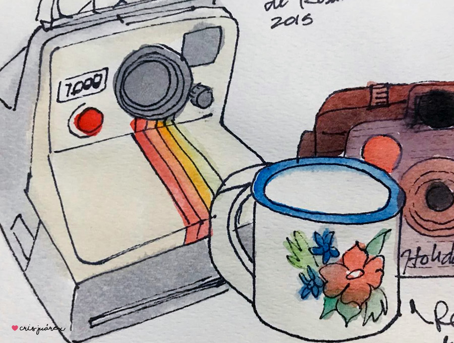 Polaroid y pocillito vintage | Acuarela
